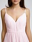 cheap The Wedding Store-A-Line Bridesmaid Dress V Neck / Spaghetti Strap Sleeveless Chic &amp; Modern Floor Length Chiffon with Criss Cross / Side Draping 2022