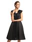 cheap Prom Dresses-A-Line Fit &amp; Flare Little Black Dress Celebrity Style Cocktail Party Prom Dress Square Neck Sleeveless Knee Length Satin with Sequin 2020