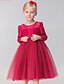 cheap Flower Girl Dresses-A-Line Tea Length Flower Girl Dress - Lace / Tulle Long Sleeve Jewel Neck with Bow(s) / Sash / Ribbon by LAN TING BRIDE®