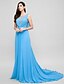 cheap Special Occasion Dresses-A-Line Illusion Neck Court Train Chiffon Open Back Formal Evening Dress with Beading by TS Couture®