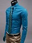 Недорогие Мужские классические рубашки-мужская рубашка классическая рубашка однотонный классический воротник винно-белый черный зеленый серый длинный рукав большие размеры на каждый день для работы простой тонкий топы деловой / весна /
