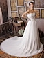 billiga Brudklänningar-Balklänning Axelbandslös Katedralsläp Chiffong Bröllopsklänningar tillverkade med Bård av LAN TING BRIDE®