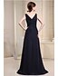 cheap Bridesmaid Dresses-A-Line V Neck Floor Length Chiffon Bridesmaid Dress with Side Draping / Split Front by