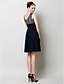 levne Šaty pro slavnostní příležitosti-A-line krásné šaty na záda homecoming délka ke kolenům lodičkový výstřih bez rukávů šifon s nařaseným