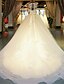 cheap Wedding Dresses-Ball Gown Wedding Dresses Scoop Neck Chapel Train Lace Over Tulle Regular Straps Glamorous Illusion Detail Backless with Beading Appliques 2022