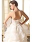 זול שמלות כלה-גזרת A לב (סוויטהארט) שובל קורט אורגנזה / סאטן שמלות חתונה עם חרוזים / אפליקציות / קפלים על ידי LAN TING BRIDE®