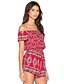 cheap Women&#039;s Jumpsuits &amp; Rompers-Women&#039;s Print Red Jumpsuits,Boho Boat Neck Short Sleeve