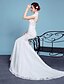 cheap Wedding Dresses-Mermaid / Trumpet High Neck Court Train Lace Tulle Wedding Dress with Lace by