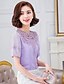 cheap Women&#039;s Blouses &amp; Shirts-Women&#039;s Solid Colored Cut Out Lantern Sleeve Blouse Simple Street chic Casual / Daily White / Purple / Pink