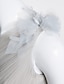 baratos Vestidos Baile Formatura-Linha A Floral Vestido Festa de 15 Anos Cauda Corte Sem Manga Assimétrico Tule com Franzido Apliques 2022 / Baile de Formatura