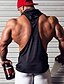 cheap Men&#039;s Tees &amp; Tank Tops-Men&#039;s Bodybuilding Fitness Sleeveless Hooded Tank Tops Polyester Casual / Sport Solid Vest