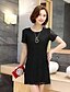 cheap Women&#039;s Dresses-Women&#039;s Daily Plus Size Street chic Shift Dress,Solid Round Neck Above Knee Short Sleeves Polyester Summer Mid Rise Micro-elastic