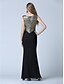 cheap Evening Dresses-Mermaid / Trumpet Sparkle &amp; Shine Dress Formal Evening Ankle Length Sleeveless V Neck Tulle with Sequin 2024