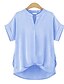 billige Bluser og skjorter til kvinner-Bomull V-hals Bluse Dame - Ensfarget, Rynket Gatemote Ut på byen Vin