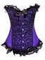 abordables Corsets et lingerie sculptante-Corset Femme Violet Grande Taille Corset Overbust Lacet Jacquard