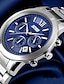 preiswerte Stahlarmbanduhren-SKMEI Herren Armbanduhr Luxus Wasserdicht Kalender Analog Weiß Schwarz Blau / Zwei jahr / Edelstahl / Edelstahl