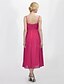 cheap Bridesmaid Dresses-A-Line Spaghetti Strap Tea Length Chiffon Bridesmaid Dress with Draping / Flower by / Open Back