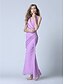 cheap Evening Dresses-Mermaid / Trumpet Open Back Formal Evening Dress V Neck Sleeveless Ankle Length Tulle with Beading Sequin 2020