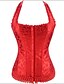 cheap Corsets &amp; Shapewear-Corset Women&#039;s Red Cotton Modal Overbust Corset Hook &amp; Eye Lace Up Jacquard