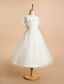 cheap Flower Girl Dresses-A-Line Tea Length Wedding / First Communion Lace / Tulle Short Sleeve Scoop Neck with Lace / Flower