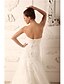 cheap Wedding Dresses-A-Line Strapless Chapel Train Satin / Tulle Made-To-Measure Wedding Dresses with Beading / Appliques by