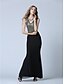 cheap Evening Dresses-Mermaid / Trumpet Sparkle &amp; Shine Dress Formal Evening Ankle Length Sleeveless V Neck Tulle with Sequin 2024