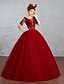 Χαμηλού Κόστους Νυφικά Φορέματα-Πριγκίπισσα Φορεματα για γαμο Bateau Neck Μακρύ Τούλι Κοντομάνικο Νυφικά Με Χρώμα με Πέρλες Χάντρες Που καλύπτει 2020