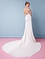 olcso Menyasszonyi ruhák-Sellő fazon Esküvői ruhák Scoop nyak Kápolna uszály Csipke Szatén Rövid ujjú Open Back val vel Csipke 2020