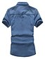 זול חולצות לגברים-בגדי ריקוד גברים דפוס חולצה - כותנה יום יומי\קז&#039;ואל עבודה מידות גדולות כחול כהה / כחול בהיר / שרוולים קצרים