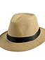 cheap Men&#039;s Accessories-Unisex Vintage Party Work Straw Fedora Hat Straw Hat Spring Summer Beige Cream Khaki / Cute / Hat &amp; Cap