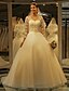 baratos Vestidos de Casamento-Vestidos de noiva Cauda Escova Linha A Manga Longa Decote V Renda Com Miçangas Apliques 2023 Vestidos de noiva