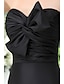 cheap Cocktail Dresses-A-Line Fit &amp; Flare Little Black Dress Cute Holiday Homecoming Cocktail Party Dress Sweetheart Neckline Sleeveless Short / Mini Taffeta with Bow(s) 2022