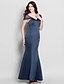 cheap Bridesmaid Dresses-Mermaid / Trumpet Bridesmaid Dress V Neck Sleeveless Open Back Floor Length Satin with Pleats 2022