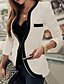 cheap Women&#039;s Blazer&amp;Suits-Women&#039;s Work Vintage Basic Plus Size Slim Blazer-Color Block V Neck