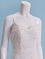 Χαμηλού Κόστους Νυφικά Φορέματα-Ίσια Γραμμή Φορεματα για γαμο Λεπτές Τιράντες Μακρύ Σιφόν Αμάνικο με Πιασίματα Χάντρες Με χώρισμα 2020