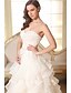 זול שמלות כלה-גזרת A לב (סוויטהארט) שובל קורט אורגנזה / סאטן שמלות חתונה עם חרוזים / אפליקציות / קפלים על ידי LAN TING BRIDE®