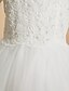 cheap Flower Girl Dresses-A-Line Tea Length Wedding / First Communion Flower Girl Dresses - Tulle Short Sleeve Jewel Neck with Lace