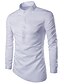 baratos Camisas para Homem-Homens Camisa Social Sólido Tamanhos Grandes Manga Longa Blusas Colarinho Clerical Branco Preto
