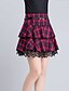 cheap Mini Skirt-Women&#039;s Daily Plus Size Cotton A Line Skirts - Plaid Lace / Layered Ruffle Red Blue S M L