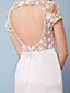 olcso Menyasszonyi ruhák-Sellő fazon Esküvői ruhák Scoop nyak Kápolna uszály Csipke Szatén Rövid ujjú Open Back val vel Csipke 2020