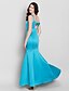 cheap Bridesmaid Dresses-Mermaid / Trumpet Scoop Neck Floor Length Satin Bridesmaid Dress with Bow(s) by LAN TING BRIDE®