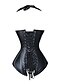 cheap Corsets-Corset Women&#039;s Black PU Overbust Corset Hook &amp; Eye