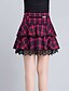 cheap Mini Skirt-Women&#039;s Daily Plus Size Cotton A Line Skirts - Plaid Lace / Layered Ruffle Red Blue S M L