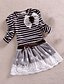 cheap Dresses-Girls&#039; Stripes Striped Patchwork Long Sleeve Dress White