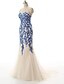 cheap Evening Dresses-Mermaid / Trumpet Color Block Formal Evening Dress Sweetheart Neckline Sleeveless Floor Length Lace Tulle Stretch Satin with Beading Sequin Appliques 2021