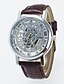 cheap Dress Classic Watches-Casual Men&#039;s Wrist Watch Skeleton Imitation Mechanical Watch Women Four Rome‘s No Dial Quartz Watches Pu Leather Band