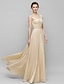 cheap Mother of the Bride Dresses-A-Line V Neck Floor Length Chiffon Mother of the Bride Dress with Appliques by LAN TING BRIDE®