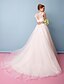 cheap Wedding Dresses-Two Piece A-Line Wedding Dresses Illusion Neck Court Train Lace Tulle Sleeveless with Lace 2022