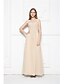 cheap Bridesmaid Dresses-A-Line Scoop Neck Floor Length Chiffon Bridesmaid Dress with Beading / Appliques / Side Draping by