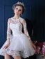 cheap Cufflinks-Princess Jewel Neck Short / Mini Lace / Tulle Made-To-Measure Wedding Dresses with Beading / Lace by LAN TING Express
